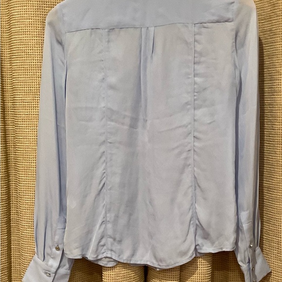 White House Black Market Light Blue Silk Blouse, Size 4 - Picture 3 of 8